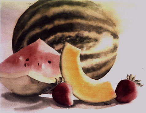 Watermelon, watercolor painting